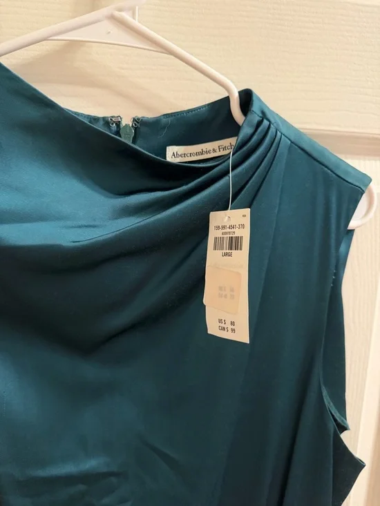 Abercrombie & Fitch Teal Sleeveless Draped Shift Dress - Picture 3 of 3